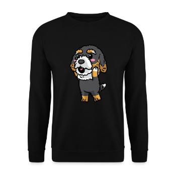 Bernedoodle Dog Laughing Emoticon Kawaii - Unisex Sweatshirt - black - Front - Alina (178cm) & Michal (187cm)