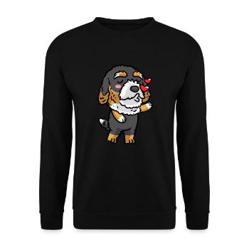 Bernedoodle Dog Laughing Emoticon Kawaii - Unisex Sweatshirt - black - Front - Alina (178cm) & Michal (187cm)