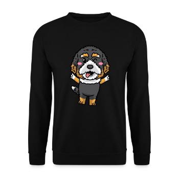 Bernedoodle Dog Laughing Emoticon Kawaii - Unisex Sweatshirt - black - Front - Alina (178cm) & Michal (187cm)