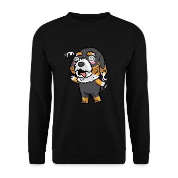 Bernedoodle Dog Laughing Emoticon Kawaii - Unisex Sweatshirt - black - Front - Alina (178cm) & Michal (187cm)