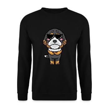 Bernedoodle Dog Laughing Emoticon Kawaii - Unisex Sweatshirt - black - Front - Alina (178cm) & Michal (187cm)