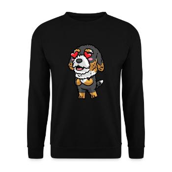 Bernedoodle Dog Laughing Emoticon Kawaii - Unisex Sweatshirt - black - Front - Alina (178cm) & Michal (187cm)