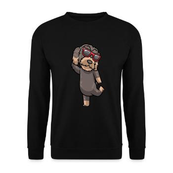 Chien teckel à poil dur avec des lunettes de soleil dansant - Sweat-shirt Unisexe - noir - Devant - Alina (178cm) & Michal (187cm)