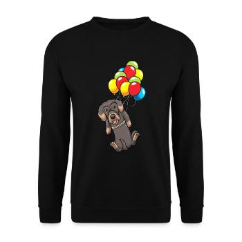Chien teckel à poil dur sur ballons - Sweat-shirt Unisexe - noir - Devant - Alina (178cm) & Michal (187cm)