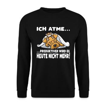 Welsh Terrier Hund Mit Kuscheltier Schlafen - Unisex Pullover - Schwarz - Vorne - Alina (178cm) & Michal (187cm)