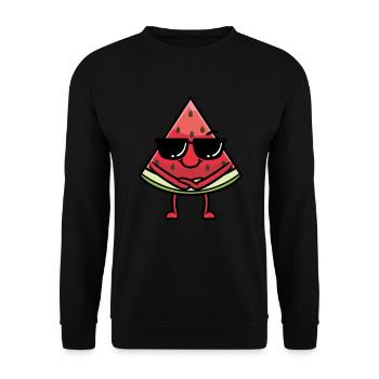 Émoticône de pastèque amusante avec des lunettes de soleil - Sweat-shirt Unisexe - noir - Devant - Alina (178cm) & Michal (187cm)
