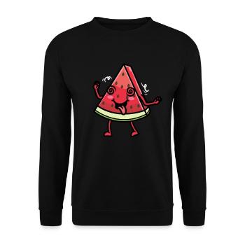 Pastèque Melon Emoticon Fruit Kawaii - Sweat-shirt Unisexe - noir - Devant - Alina (178cm) & Michal (187cm)