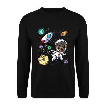 Chien teckel à poil dur dans l’espace - Sweat-shirt Unisexe - noir - Devant - Alina (178cm) & Michal (187cm)