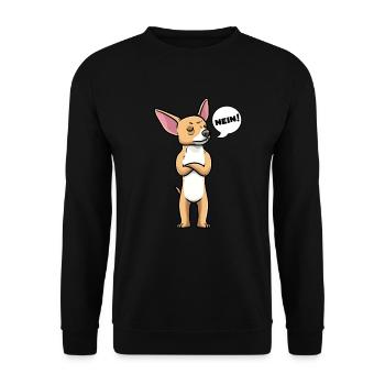 Chiweenie Hund Stur Nein - Unisex Pullover - Schwarz - Vorne - Alina (178cm) & Michal (187cm)