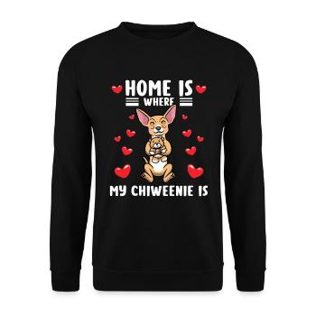 Chiweenie chien avec peluche - Sweat-shirt Unisexe - noir - Devant - Alina (178cm) & Michal (187cm)