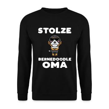 Bernedoodle Oma Hund Mit Sonnenbrille - Unisex Pullover - Schwarz - Vorne - Alina (178cm) & Michal (187cm)