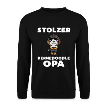 Bernedoodle Opa Hund Mit Sonnenbrille - Unisex Pullover - Schwarz - Vorne - Alina (178cm) & Michal (187cm)