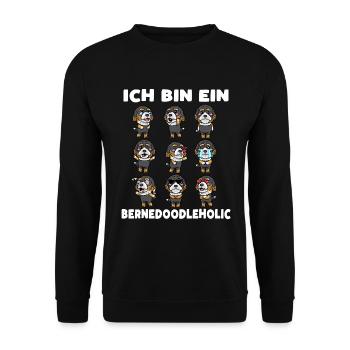 Bernedoodle Hund Bernedoodleholic - Unisex Pullover - Schwarz - Vorne - Alina (178cm) & Michal (187cm)