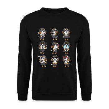 Bernedoodle Dog Emoticon Kawaii Aesthetics - Unisex Sweatshirt - black - Front - Alina (178cm) & Michal (187cm)
