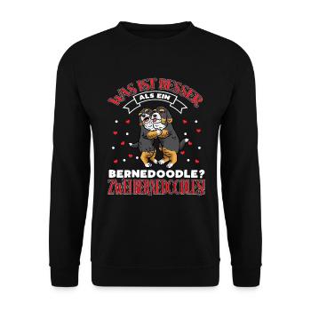 Bernedoodle Zwei Bernedoodles - Unisex Pullover - Schwarz - Vorne - Alina (178cm) & Michal (187cm)