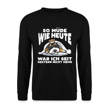 Bernedoodle Hund Mit Kuscheltier Schlaf Schlummern - Unisex Pullover - Schwarz - Vorne - Alina (178cm) & Michal (187cm)