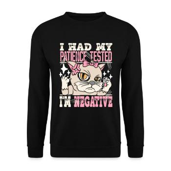 Patience Tested Negative Cat Cat Lovers - Unisex Sweatshirt - black - Front - Alina (178cm) & Michal (187cm)