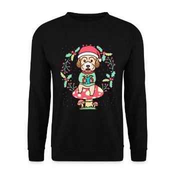 Maltipoo dog on mushroom Christmas wreath Christmas - Unisex Sweatshirt - black - Front - Alina (178cm) & Michal (187cm)
