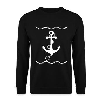 Anchor Maritime Sea Sailing - Unisex Sweatshirt - black - Front - Alina (178cm) & Michal (187cm)