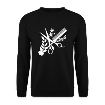 Friseur Friseurin - Unisex Pullover - Schwarz - Vorne - Alina (178cm) & Michal (187cm)