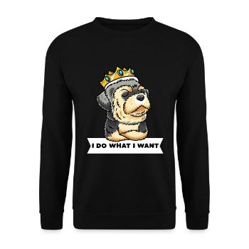 Chien Morkie avec couronne - Sweat-shirt Unisexe - noir - Devant - Alina (178cm) & Michal (187cm)