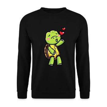 Meeresschildkröte Küsst Emoticon Schildkröte - Unisex Pullover - Schwarz - Vorne - Alina (178cm) & Michal (187cm)