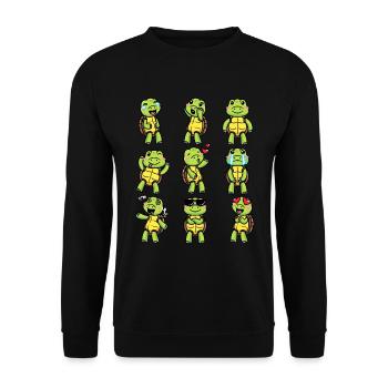 Émoticône de tortue de mer Amoureux des tortues - Sweat-shirt Unisexe - noir - Devant - Alina (178cm) & Michal (187cm)