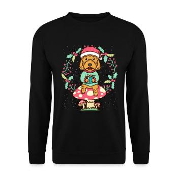 Cockapoo dog on mushroom Christmas wreath Christmas - Unisex Sweatshirt - black - Front - Alina (178cm) & Michal (187cm)