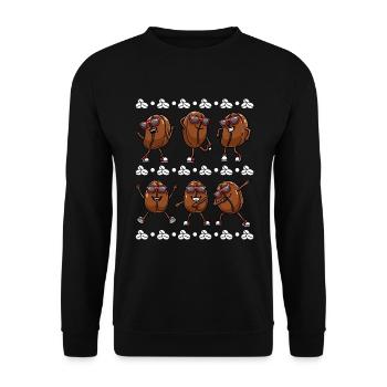 Coffee beans with sunglasses dancing caffeine - Unisex Sweatshirt - black - Front - Alina (178cm) & Michal (187cm)
