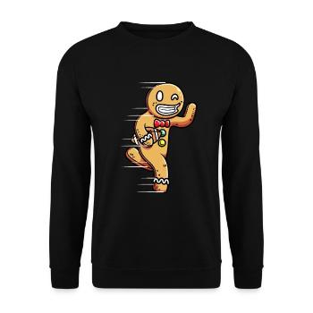 Lebkuchen Football Spielen Sport Weihnachten - Unisex Pullover - Schwarz - Vorne - Alina (178cm) & Michal (187cm)