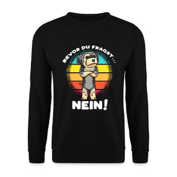 Morkie Hund Stur Nein - Unisex Pullover - Schwarz - Vorne - Alina (178cm) & Michal (187cm)