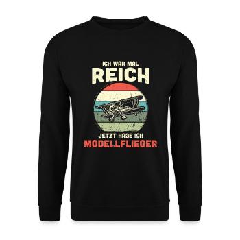 Modellflugzeug Modellflieger Modellbau Flugzeug - Unisex Pullover - Schwarz - Vorne - Alina (178cm) & Michal (187cm)