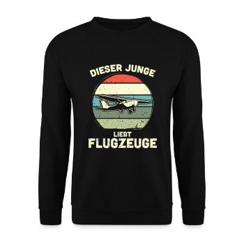 Modellflugzeug Modellflieger Modellbau Flugzeug - Unisex Pullover - Schwarz - Vorne - Alina (178cm) & Michal (187cm)