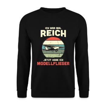 Modellflugzeug Modellflieger Modellbau Flugzeug - Unisex Pullover - Schwarz - Vorne - Alina (178cm) & Michal (187cm)