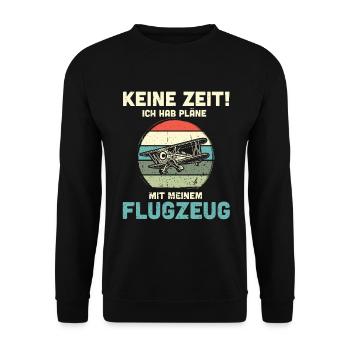 Modellflugzeug Modellflieger Modellbau Flugzeug - Unisex Pullover - Schwarz - Vorne - Alina (178cm) & Michal (187cm)