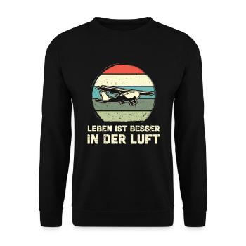 Modellflugzeug Modellflieger Modellbau Flugzeug - Unisex Pullover - Schwarz - Vorne - Alina (178cm) & Michal (187cm)