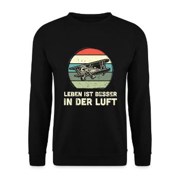 Modellflugzeug Modellflieger Modellbau Flugzeug - Unisex Pullover - Schwarz - Vorne - Alina (178cm) & Michal (187cm)