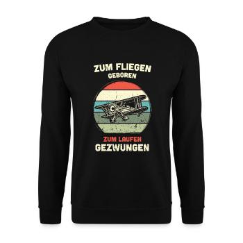 Modellflugzeug Modellflieger Modellbau Flugzeug - Unisex Pullover - Schwarz - Vorne - Alina (178cm) & Michal (187cm)