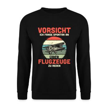 Modellflugzeug Modellflieger Modellbau Flugzeug - Unisex Pullover - Schwarz - Vorne - Alina (178cm) & Michal (187cm)