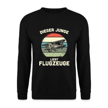 Modellflugzeug Modellflieger Modellbau Flugzeug - Unisex Pullover - Schwarz - Vorne - Alina (178cm) & Michal (187cm)