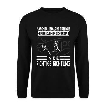 Lustiger Spruch Fallschirmspringen - Unisex Pullover - Schwarz - Vorne - Alina (178cm) & Michal (187cm)