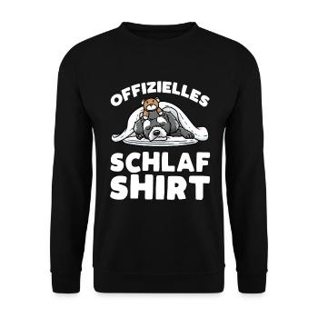 Schnoodle Hund Mit Kuscheltier Schlaf Schlummern - Unisex Pullover - Schwarz - Vorne - Alina (178cm) & Michal (187cm)
