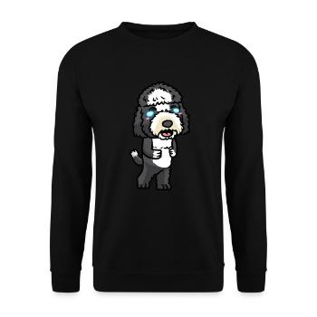 Sheepadoodle Dog Laughing Emoticon - Unisex Sweatshirt - black - Front - Alina (178cm) & Michal (187cm)