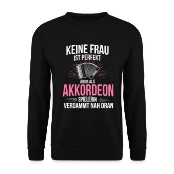 Ziehharmonika Steirische Harmonika Akkordeon - Unisex Pullover - Schwarz - Vorne - Alina (178cm) & Michal (187cm)