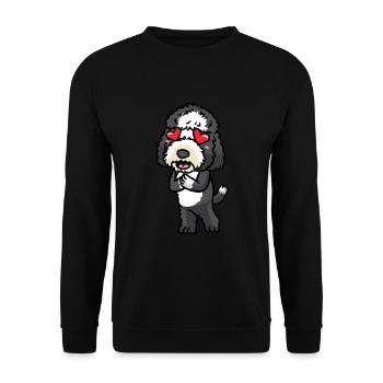 Sheepadoodle Dog In Love Emoticon - Unisex Sweatshirt - black - Front - Alina (178cm) & Michal (187cm)