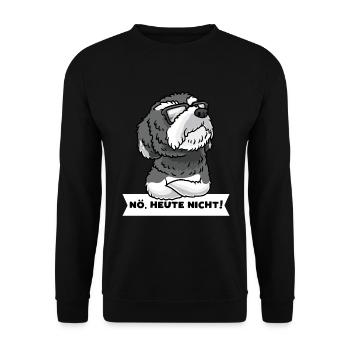 Schnoodle Hund Mit Sonnenbrille Stur - Unisex Pullover - Schwarz - Vorne - Alina (178cm) & Michal (187cm)