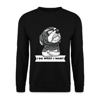 Schnoodle Hund Mit Sonnenbrille - Unisex Pullover - Schwarz - Vorne - Alina (178cm) & Michal (187cm)
