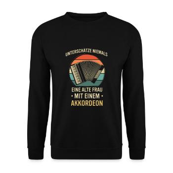 Ziehharmonika Steirische Harmonika Akkordeon - Unisex Pullover - Schwarz - Vorne - Alina (178cm) & Michal (187cm)