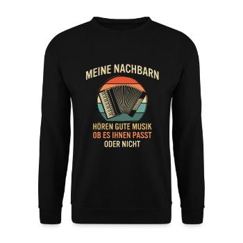 Ziehharmonika Steirische Harmonika Akkordeon - Unisex Pullover - Schwarz - Vorne - Alina (178cm) & Michal (187cm)