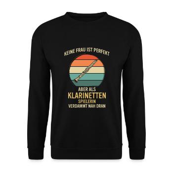 Klarinette Klarinettenspieler Klarinettist - Unisex Pullover - Schwarz - Vorne - Alina (178cm) & Michal (187cm)